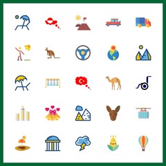 25 landscape icon. Vector illustration landscape set. hot air balloon and camel icons for landscape works
