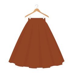 Vector brown skirt template, design fashion woman illustration. Women bubble skirt on hanger
