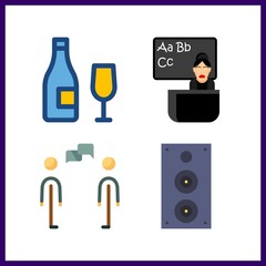 4 corporate icon. Vector illustration corporate set. class and wine icons for corporate works