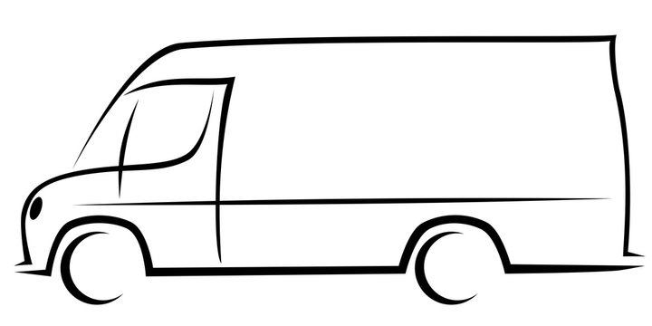 Delivery truck cargo transport sketch Royalty Free Vector