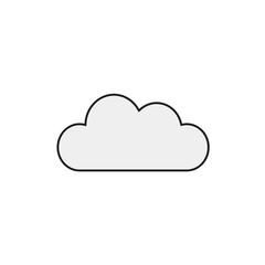 Flat design style vector of cloud symbol icon on white. Colored, black outlines.
