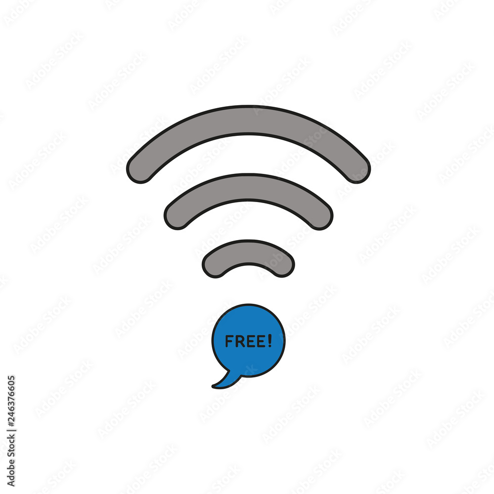 Aufkleber flat design style vector concept of wifi symbol with speech bubble icon and free text on white. colo