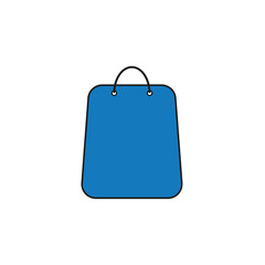 Flat design style vector of shopping bag icon on white. Colored, black outlines.