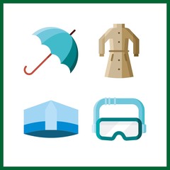 4 protective icon. Vector illustration protective set. coat and doctor hat icons for protective works