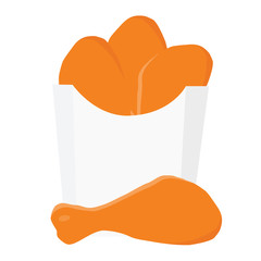 Fast food fried chicken meat. Chicken legs bucket. Chicken thighs icon