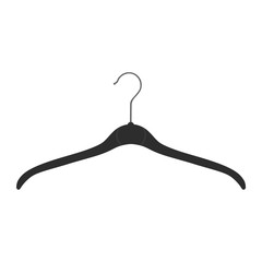 Black plastic coat hanger, clothes hanger on a white background
