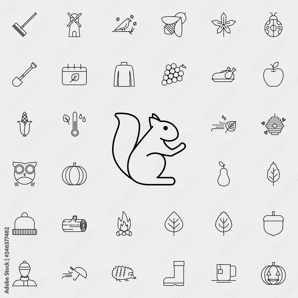 Poster squirrel icon. autumn icons universal set for web and mobile