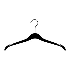 Black plastic coat hanger, clothes hanger on a white background
