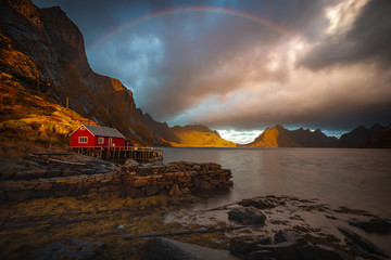 Lofoten landscape in autumn norway moutains 