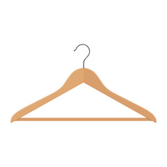 Wooden coat hanger, clothes hanger on a white background