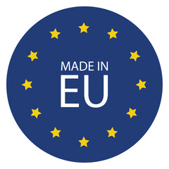 Made in EU icon. European Union flag made in sign, symbol - obrazy, fototapety, plakaty