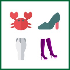 4 leg icon. Vector illustration leg set. boot and crab icons for leg works