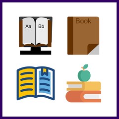 4 read icon. Vector illustration read set. alphabet book and open book icons for read works