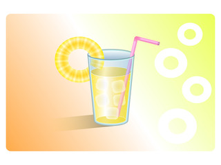 Natural fresh orange juice in a glass,  Illustration summer concept