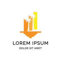 Tropical bar chart logo template design