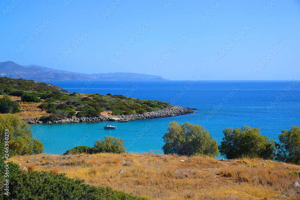 Wall mural view from the mountains to the sea, summer, crete island, greece