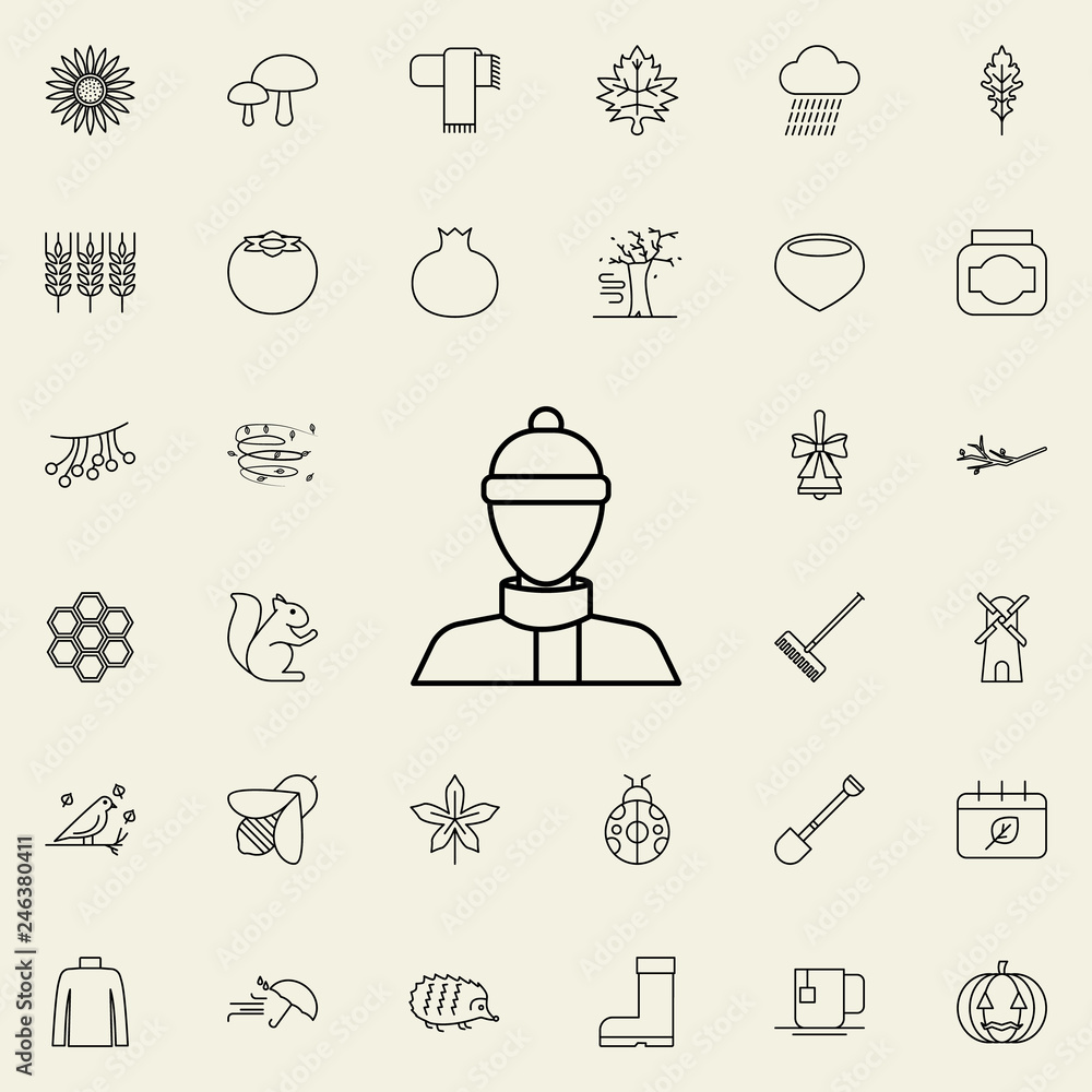 Aufkleber man in autumn icon. autumn icons universal set for web and mobile