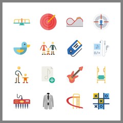 16 play icon. Vector illustration play set. target and tic tac toe icons for play works