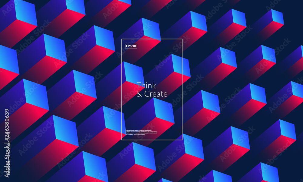 Poster dynamic geometric background. cubes pattern design. eps10 vector.