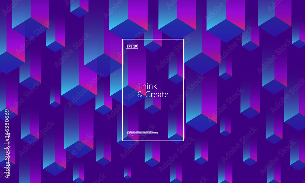 Poster dynamic geometric background. cubes pattern design. eps10 vector.