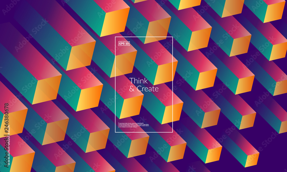 Poster dynamic geometric background. cubes pattern design. eps10 vector.