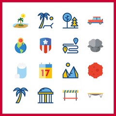 16 landscape icon. Vector illustration landscape set. seventeen and sunbed icons for landscape works