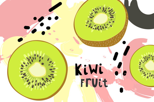 Hand drawn with print kiwi fruit