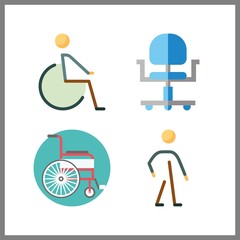 4 disabled icon. Vector illustration disabled set. disable and wheel chair icons for disabled works