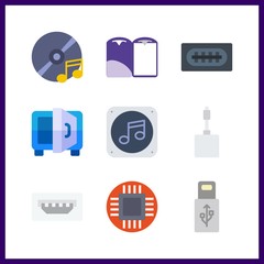 9 storage icon. Vector illustration storage set. usb and compact disc icons for storage works