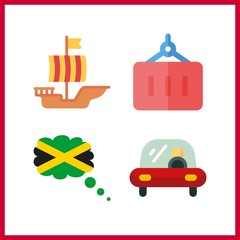 Naklejka premium 4 boat icon. Vector illustration boat set. transportation and sailing boat icons for boat works