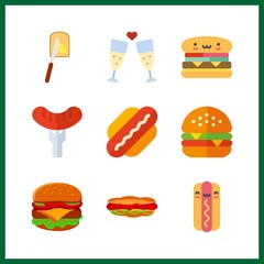 9 sandwich icon. Vector illustration sandwich set. hot dog and hamburger icons for sandwich works