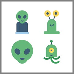 4 character icon. Vector illustration character set. alien icons for character works