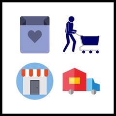 4 purchase icon. Vector illustration purchase set. buyer and shop icons for purchase works
