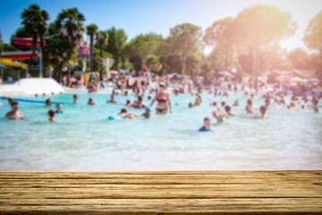 Wooden table in a beautiful exotic mood by the sea    
