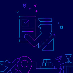 Customs Clearance Vector Line Icon, Symbol, Pictogram, Sign on a Dark Blue Background. Related Bottom Border