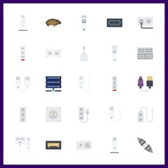 25 cable icon. Vector illustration cable set. mouse and usb icons for cable works