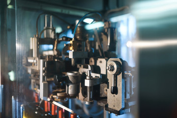 equipment for wine production behind glass