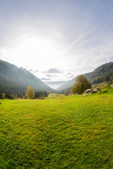 View from the mountains into the valley, Gaal in Austria