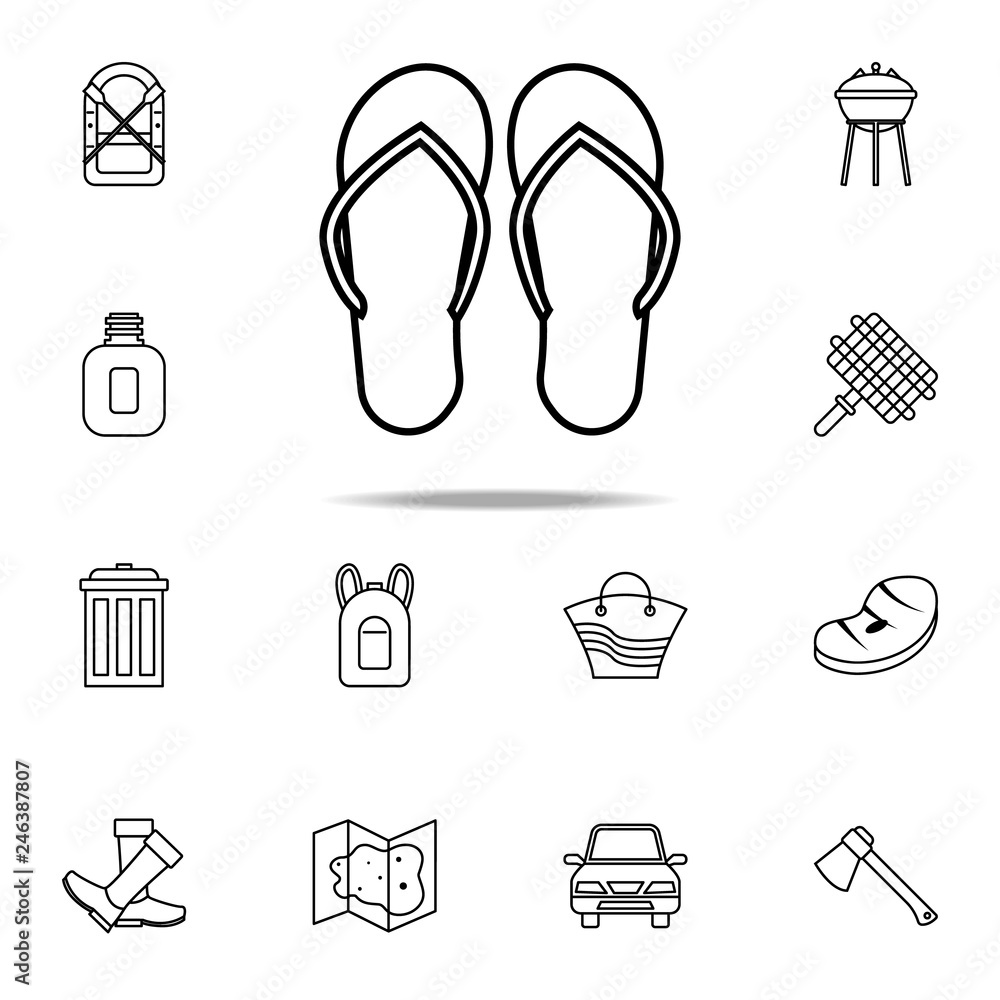 Poster flip-flops icon. camping icons universal set for web and mobile