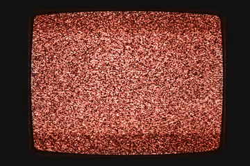 No signal analog TV screen background texture Living Coral color. Color of the Year 2019.