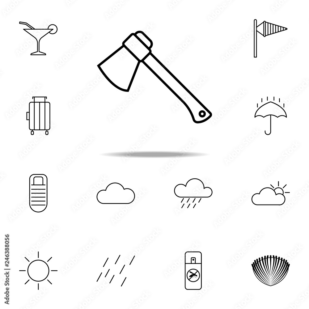 Poster ax icon. camping icons universal set for web and mobile