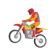 Fototapeta na wymiar Motorcyclist Driving Motorcycle, Motocross Racing Vector Illustration