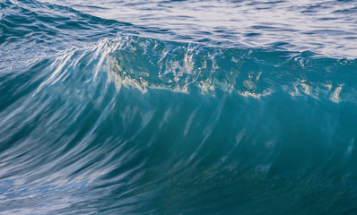 Ocean Wave Closeup Water. Ocean wave closeup detail of upright crashing hollow breaking water....