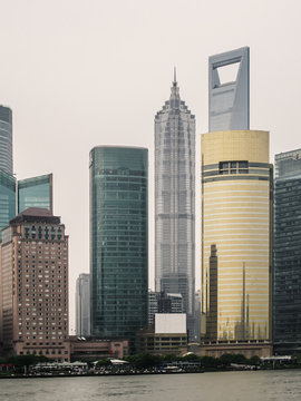 View of shanghai skyline with huangpu river. Shanghai skyline with modern urban skyscrapers, China