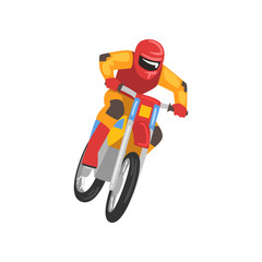 Man Riding Motorbike, Motorcyclist Male Character, Motocross Racing Vector Illustration