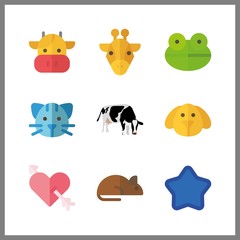 Fototapeta premium 9 funny icon. Vector illustration funny set. cupid and cows icons for funny works