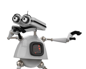 vintage white robot in a white background