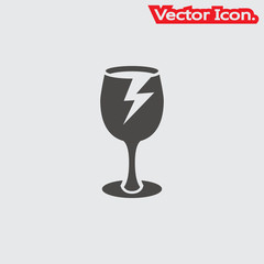 Broken glass icon isolated sign symbol and flat style for app, web and digital design. Vector illustration.