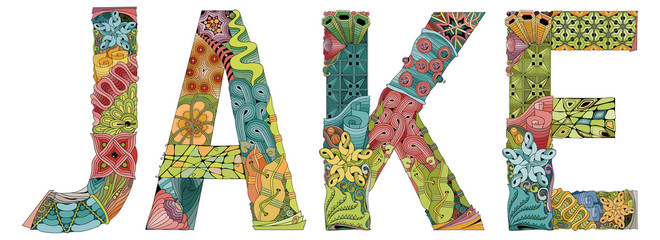 Male name Jake. Vector decorative zentangle object © Andreichenko