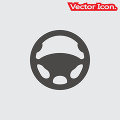 car steering wheel icon isolated sign symbol and flat style for app, web and digital design. Vector illustration.